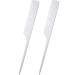2 Pieces Metal Tail Combs Silver Rat Tail Hair Combs Fine Cutting Comb Teasing Pintail Barber Comb Stainless Steel Hair Styling Cutting Comb (Rat Tail)