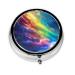 Colorful Nebula Portable Metal Pill Box Round Mini 3-Compartment Plastic Insert hinged Fastening Design Suitable for Small Pills Must-Have for Travel Black