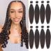 Leeven 16 Inch Pre Stretched Braiding Hair Black Kanekalon 8 Packs EZ Braiding Hair Crochet Braiding Hair Extensions /4# 16 Inch (Pack of 8) 4#