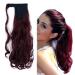 iLUU 18 Inch Synthetic Magic Paste Ponytails Long Curly Wavy Ponytail Wrap Around Clip in Hair Extension 100g Dark Red Hair Pieces Ponytail for Women Party Daily Use #BUG BUG-dark red
