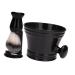 Oshhni Shaving Brush Set Cleaning Bowl Shaving Soap Mug for Birthday Dad Men Black