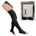 Presadee Thigh High Open Toe 20-30 mmHg Firm Compression Leg with YKK Zipper (Black, 0) Black 0