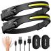LED Headlamp Rechargeable Flashlight, 2-Pack 230 Wide Beam Headlight with Motion Sensor, Lightweight, Weatherproof, 2 Light Source Head Lamp for Camping Hiking Running Outdoor - Adults and Kids 2 Pack
