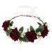 Funsveta Women Girls Rose Floral Crown Wreath Wedding Flower Headband Headpiece (Burgundy)
