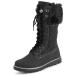 POLAR Womens Faux Fur Warm Thermal Waterproof Outdoor Walking Snow Winter Rubber Sole Calf Boots 9 Black/Black