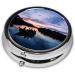 Fishing Scenic Mini Round Pill Box - 3 Compartment Travel Organizer | Portable Medicine Case for Home & Office - Buy Online on GoSupps.com