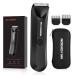 Groin & Body Hair Trimmer for Men Wet/Dry Ball & Pubic Hair Trimmer for Men Electric Body Shavers with LED Light Guide Comb & Travel Bag