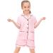 SWOMOG Kids Satin Pyjamas Set | Button-Down Silk Nightwear for Girls Boys | Short Sleeve 2 Piece Lounge Set 6-7 Years Pink - Buy Online on GoSupps.com