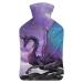 Dragon Purple Hot Water Bottle With Cover Plush Bed Bottle Hand Warmer For Adults And Children 26.5X15.3cm