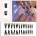 Buy 24 Pcs Halloween French Tip Press on Nails - SHANRUN Long Stiletto Almond Black Ombre Gel X Nail Art with Sequins & Jelly Glue | International Shipping Available - Buy Online on GoSupps.com
