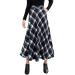 Folding rock Elegant Boho skirt Elegant elastic casual A line Ball dress Beared button skirt flower pattern fold rock casual long checkered rock black l
