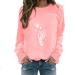 Halloween Costumes Round Neck Casual Long Sleeve Sweatshirt Top Women Zip up Sweatshirts Pink Large