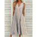 Women Casual Dress Summer Stripe Button V Neck Sleeveless with Pocket Long Dresses Holiday Beach Dress Black XX-Large - Buy Online on GoSupps.com