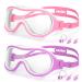 Cooloo swimming goggles children 2 pack diving goggles children 6-16 years for unisex teens anti-fog anti-UV clear foresight C. Rosa+purple