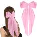 Wllhyf hair clips with a large loop long cock French band hairpins soft silky satin hair clip 90s loop clips for party women and girls (pink)