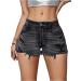 Uck-Kit Summer Skinny Denim shorts for women sexy torn jeans shorts casual jeans shorts with medium waist black s s black black
