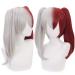 Lwiuentx Mha Cosplay Todoroki Shouto Half Silver Weiße Half Red Wig with 2 ponytail+ free wig cap Todoroki Shouto-Long
