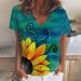 Women's Floral V-Neck Short Sleeve Shirt - Vintage Summer Tunic Blouse (X-Large, Green) - Buy Online on GoSupps.com