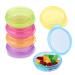 Wllhyf Small pills organizer box 6 pieces portable mini travel pillen case medication organizer of transparent round vitamin containers for trips outdoors blue/yellow/green/pink/purple/orange