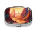 Desert Printing 2 Compartment Small Pill Case Cute Small Pill Box Purse Pill Boxs Travel Pill Organizer for Pocket Purse and Travel Gifts