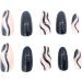 Justotry 24 Pcs Short Swirl Almond Black French Press on Fake Nails with Nail Glue - Stiletto Stick on Nails for Women's Art - Medium Length - Buy Online on GoSupps.com