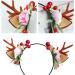 Flower Headband Flower Antlers Hairband Elk Deer Animal Horns Hair Band Hair Hoop Headwear Halloween Christmas Hair Accessories Photography Props for Women Girls - Buy Online on GoSupps.com