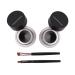 Dual Colour Waterproof Eyeliner 2 Bottles Pack ong Lasting Eyeliner 24 Hour Waterproof Gel Water-Resistant Eyeliner with 2pcs Brushes Eyeliner Eyebrow Cream Set (Black*2)