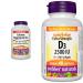 Webber Naturals Calcium with Magnesium and Zinc 200 Caplets Enhanced Absorption & Vitamin D3 2500 IU Extra Strength 180 Softgels For Healthy Bones Teeth and Helps Prevent Vitamin D Deficiency