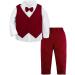 mintgreen Baby Boys Gentleman Suit Set Long Sleeve Shirt with Bowtie + Waistcoat + Pants Size: 1-4 Years Burgundy 2-3 Years