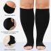 Shop Lofir Medical Compression Stockings for Men & Women | Open Toe Knee-High Support Socks (20-30 mmHg Oversize Black) - Class 3 Gradient Compression - Buy Online on GoSupps.com