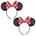 FANYITY Minne Ears,2 Pcs Mickey Ears Headbands for Girls & Women Glitter Party Princess Decoration,Size Free (Red Bow Points)