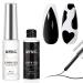 INPING Nail Art Liner Gel Polish 2 Basic Colors Black White Liner Painted Gel Set Soak-Off UV/LED Nail Varnish Line Pen for Drawing Liner Swirl Nails Salon Nail Art Decoration French Manicure Kit Black & White