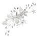Bridal Wedding Hair Comb Wedding Headdress Simple Bride Hair Comb Pearl Insert Comb for Women and Girls 17x7cm Silver