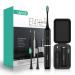 VOYOR Portable Sonic Electric Toothbrush High Frequency Vibration with 5 Modes Rechargeable Travel Toothbrush Three-Section Detachable with Travel Case for Home Business Holiday Use ET410 Black