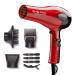 KISS 1875 Watt Pro Tourmaline Ceramic Hair Dryer, 3 Heat Settings, 2 Speed Slide Switch, Cool Shot Button, 2 Detangler Combs, 1 Concentrator, 1 Diffuser, Removable Filter Cap & 4 Sectioning Clips 7 Accessories