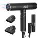 LENA Travel Hair Dryer Powerful Blow Dryer | Ionic Foldable Hairdryer | Lightweight & Fast Drying with High-Speed Brushless Motor Ion Tech. LED Display Magnetic Nozzles | Protects Hair as You Dry