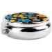 Hippie Pattern Round Pill Box - 3 Compartment Mini Travel Medicine Organizer & Decorative Pocket Purse for Vitamins & Tablets - Buy Online on GoSupps.com