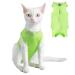 Yoolhamy cat-recovery suit after operations Elisabethan collar and cone alternative anti-lick wound for abdominal wounds or skin diseases kitten body (yellow s) s green