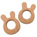 Organic Wooden Animal Shape Teether - Handmade Beech Wood, Natural and Unfinished - Perfect DIY Shower Gift (Rabbit) - Buy Online on GoSupps.com