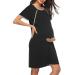 Sykooria Women's Maternity Nursing Nightdress - Short Sleeve V Neck Nightgown in Black - Soft Sleep Shirt for Pregnant Women - Buy Online on GoSupps.com