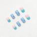 24pcs Glossy Square Press on Nails - Blue Green Butterfly Design | Medium Fake Acrylic Nails for Women - Full Cover Glue on Nail Art - Buy Online on GoSupps.com