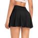 DERCA Pleated Tennis Skirt for Women with Pockets Shorts High Waisted Golf Skirts Workout Running Sports Athletic Skort Black Large