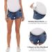 Gowjog Maternity Denim Shorts for Women | Pregnancy Jeans in Medium Blue | Summer Fashion with Torn Raw Hem | Low Waist Comfort | XL Size Available - Buy Online on GoSupps.com