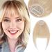 Elailite Hair Fringe Real Human Hair Clip in Extensions Neat Bangs With Temples Clip on For Women - #24 Natural Blonde Neat Bangs #24 Natural Blonde