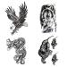 Large Temporary Tattoos Waterproof Fake Tattoo Realistic Eagle Wolf Tiger Dragon Animal Shaped Body Tattoo Stickers for Men Adults Boys Guy (Black  4 Sheets)