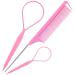 Topsy Tail Hair Tool MORGLES French Braid Loop Tool Pink with Rat tail comb