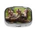 Cute Little Monkeys Printing 2 Compartment Small Pill Case Cute Small Pill Box Purse Pill Boxs Travel Pill Organizer for Pocket Purse and Travel Gifts
