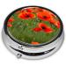 Portable Round Pill Box with Poppy Flower Petals - Lightweight Moisture-Proof Vitamin Organizer - Buy Online on GoSupps.com