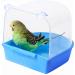 Bird Bath Box, Parakeet Shower Caged, Parrot Bathing Tub Accessory for Pet Brids Finch Canary Parrot Lovebird by Old Tjiko sky blue