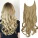 OMGREAT Highlights Halo Hair Extension Wavy Curly Long Synthetic Hair Piece Light Ash Blonde & Bleach Blonde 20 Inch 4.4 Oz Transparent Wire Headband for Women No Clip 20Inch&Curly Light Ash Blonde & Bleach Blonde